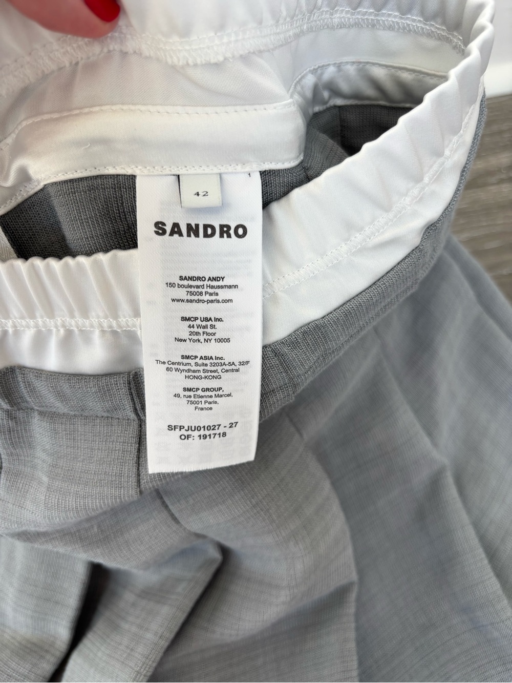 Sandro Gray Pleated Circle Skater Skirt with White Waistband - Picture 4 of 6